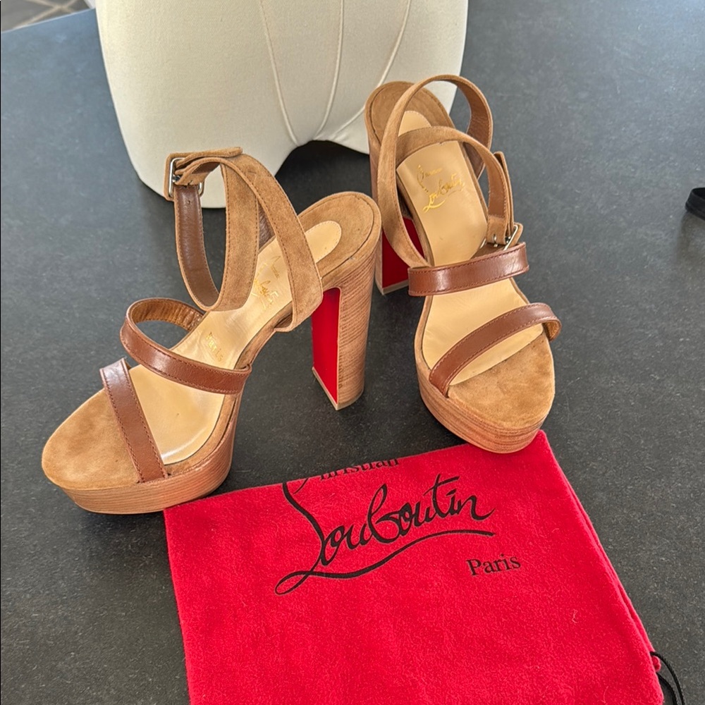 Christian Louboutin Women's Brown Strappy Heels